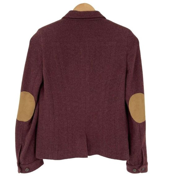 Purdey‎ Gun & Rifle Makers Drummond Suede-Trimmed Cashmere Blazer Merlot Women 8 - Picture 8 of 14